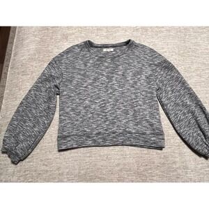 Madewell Gray Marled Long Sleeve Balloon Cuff Pullover‎ Sweater Women's Small